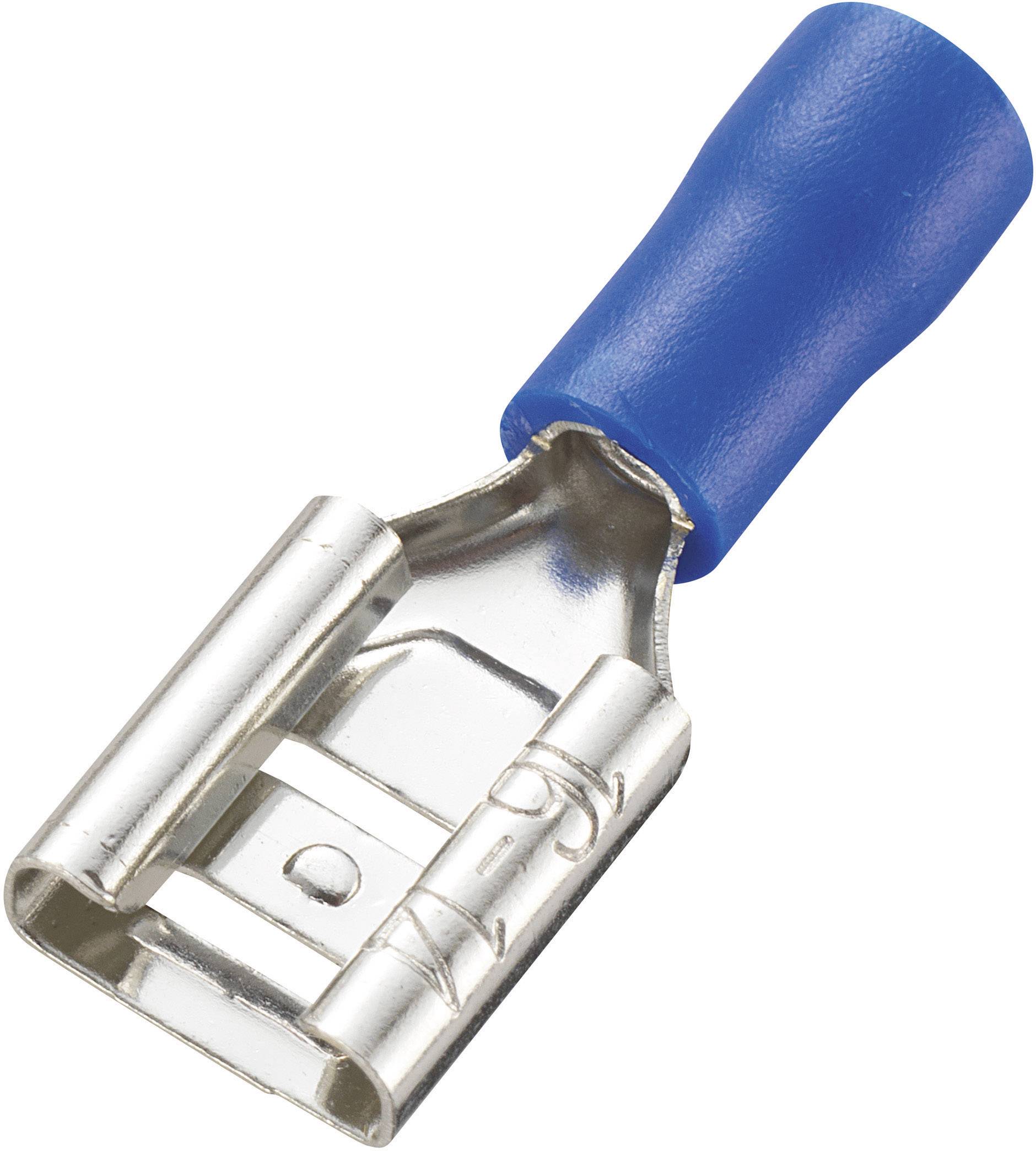 TRU COMPONENTS 737509 Flachsteckhülse Steckbreite: 8.0mm Steckdicke: 0.8mm 180° Teilisoliert Blau 100St.