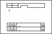 Schaltplan mit mehreren Linien und Symbolen. Oben zwei Kästchen nebeneinander, mittig eine lange horizontale Linie, unten drei verbundene Symbole.