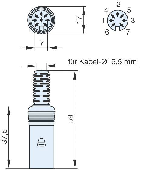 Hirschmann 930 388-517-1 DIN-Rundsteckverbinder Buchse, gerade Polzahl: 7 Grau 1 St.