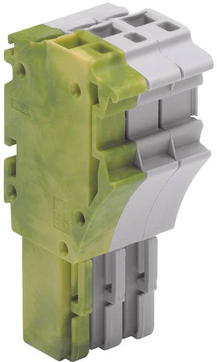 Graue und gelbe Steckverbindung mit mehreren Anschlüssen, geeignet für industrielle Anwendungen in elektrischen Schaltschränken.