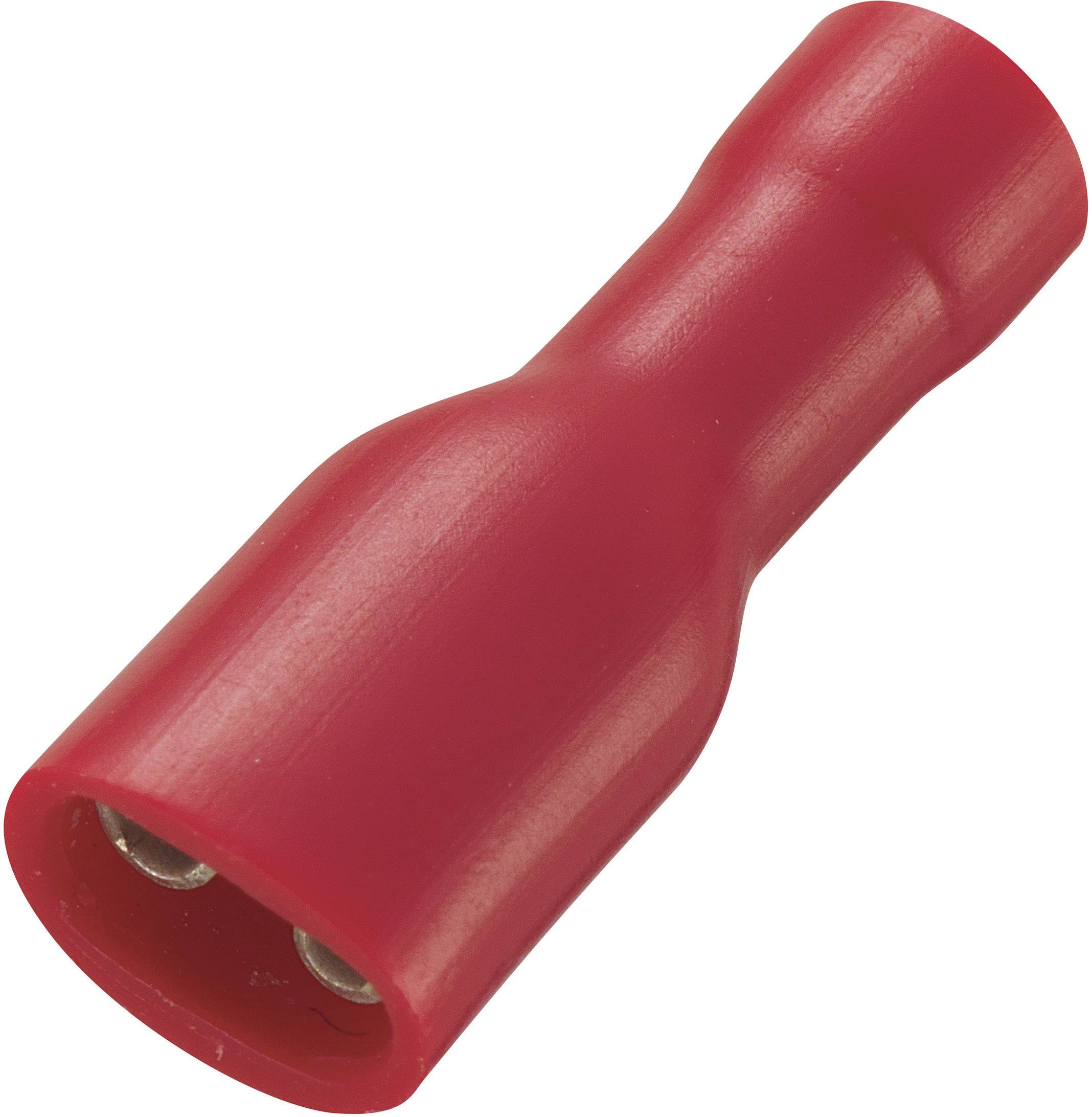 TRU Components 1565179 Flachsteckhülse Steckbreite: 4.8mm Steckdicke: 0.8mm 180° Vollisoliert Rot 50St.
