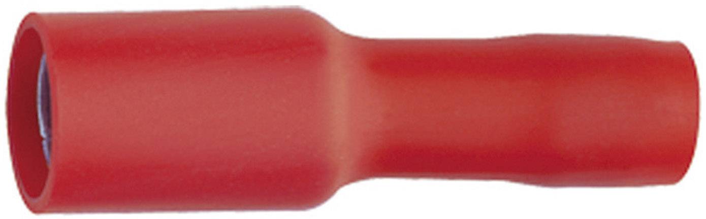 Red cylindrical cable sleeve housing for electrical insulation and cable connection.
