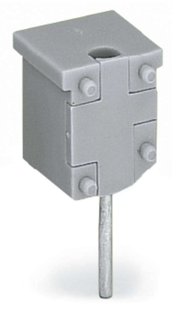 Ein grauer elektrischer Steckverbinder mit mehreren Pins zur Verbindung oder Montage elektronischer Komponenten.