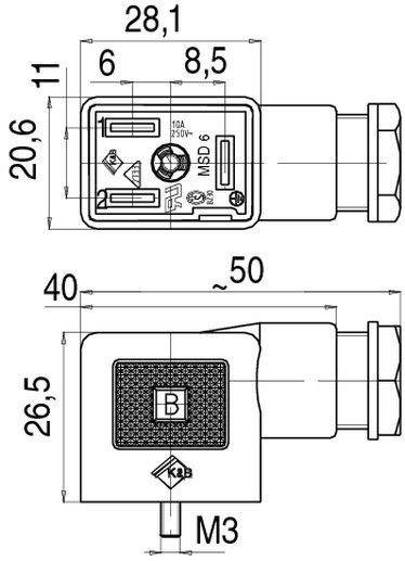 Binder MagnetventilsteckverBauform B Serie 225 Schwarz Pole:2 + PE 43-1830-000-03 Inhalt: 1
