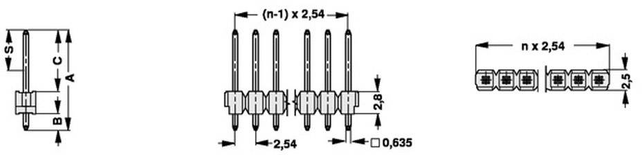 Fischer Elektronik Stiftleiste (Standard) Anzahl Reihen: 1 Polzahl je Reihe: 36 SL 20 THR 124/ 36/Z