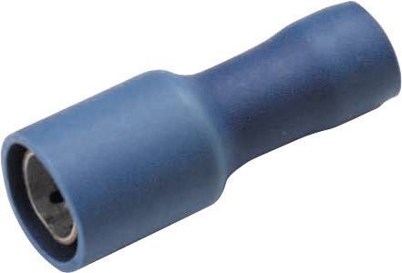 A blue isolated cylindrical cable plug is shown, likely used for electrical connections.