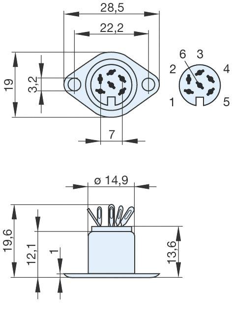Hirschmann 930 011-200-1 DIN-Rundsteckverbinder Flanschbuchse, Kontakte gerade Polzahl (num): 6 Sil