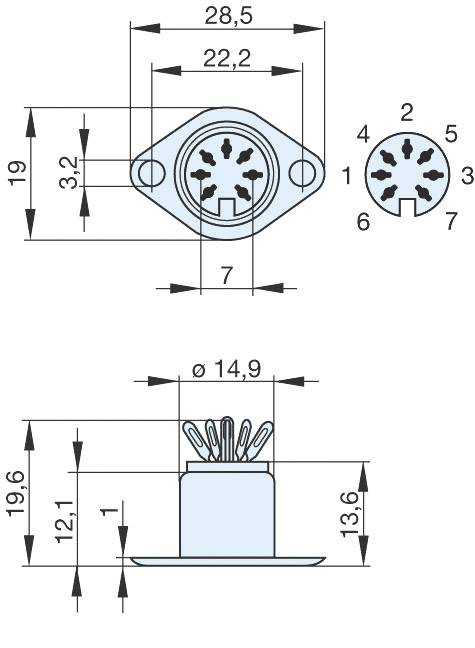 Hirschmann 930 343-200-1 DIN-Rundsteckverbinder Flanschbuchse, Kontakte gerade Polzahl: 7 Silber