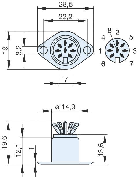 Hirschmann 931 613-200-1 DIN-Rundsteckverbinder Flanschbuchse, Kontakte gerade Polzahl (num): 8 Sil