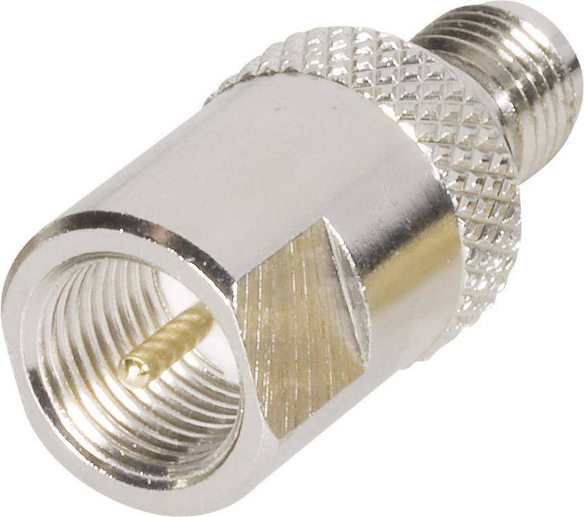 Ein Metalladapter mit Außengewinde; verbindet verschiedene Kabeltypen in elektronischen Geräten; meist für Antennen.