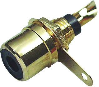 Steckerbuchse mit Metallgehäuse für Audioverbindungen. Sie hat zwei Anschlusslaschen für die Verkabelung. Ideal für elektronische Anwendungen.