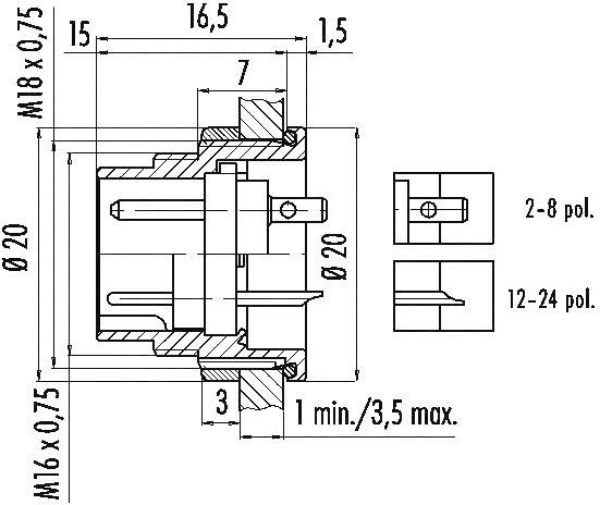 Binder 09-0123-00-06 Rundstecker Flanschstecker Gesamtpolzahl: 6 Serie (Rundsteckverbinder): 723 1St.