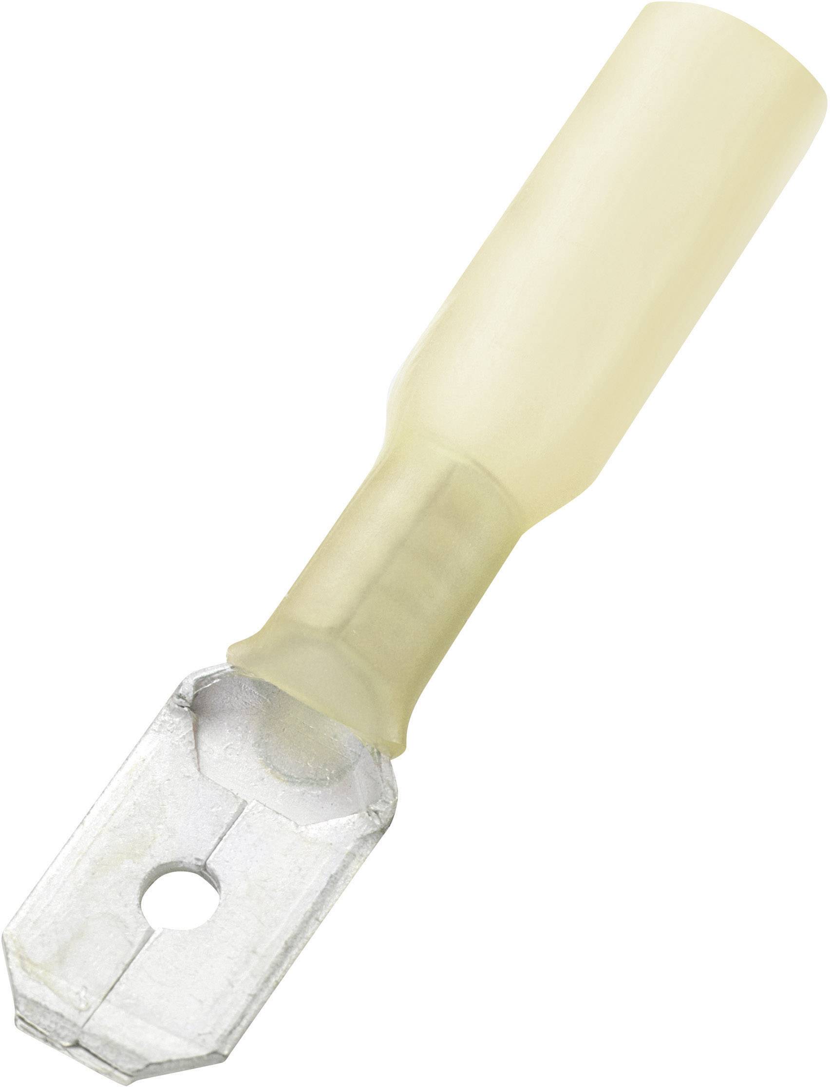 93014c259 Flachstecker mit Schrumpfschlauch Steckbreite: 6.4mm Steckdicke: 0.8mm 180° Teilisoliert Gelb 30St.