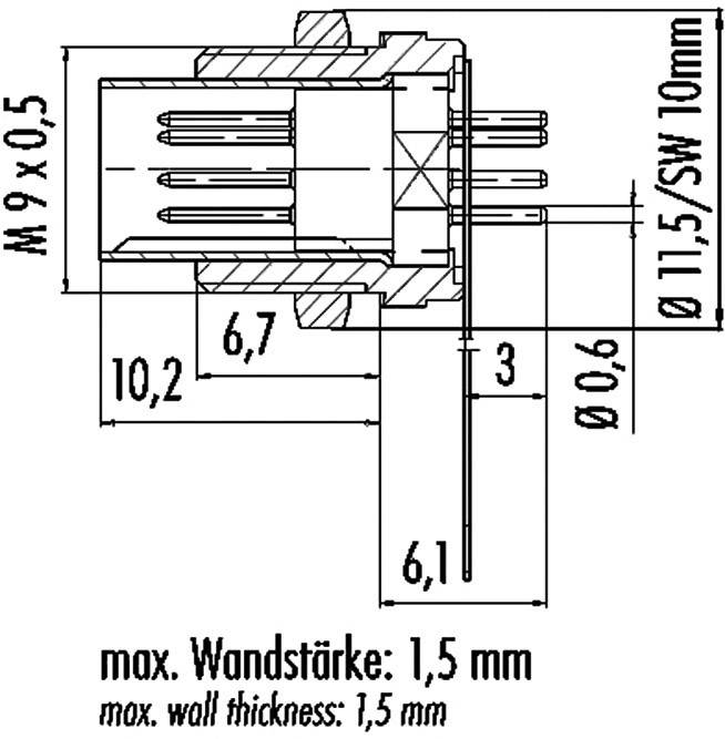 Binder 09-0081-00-04 Rundstecker Flanschstecker Gesamtpolzahl: 4 Serie (Rundsteckverbinder): 711 1St.
