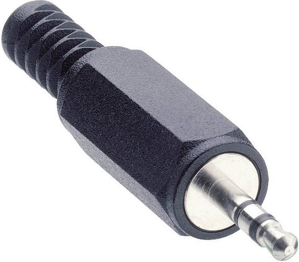 Schwarzer 3,5-mm-Klinkenstecker, meist verwendet in Audioverbindungen für Kopfhörer und Lautsprecher.