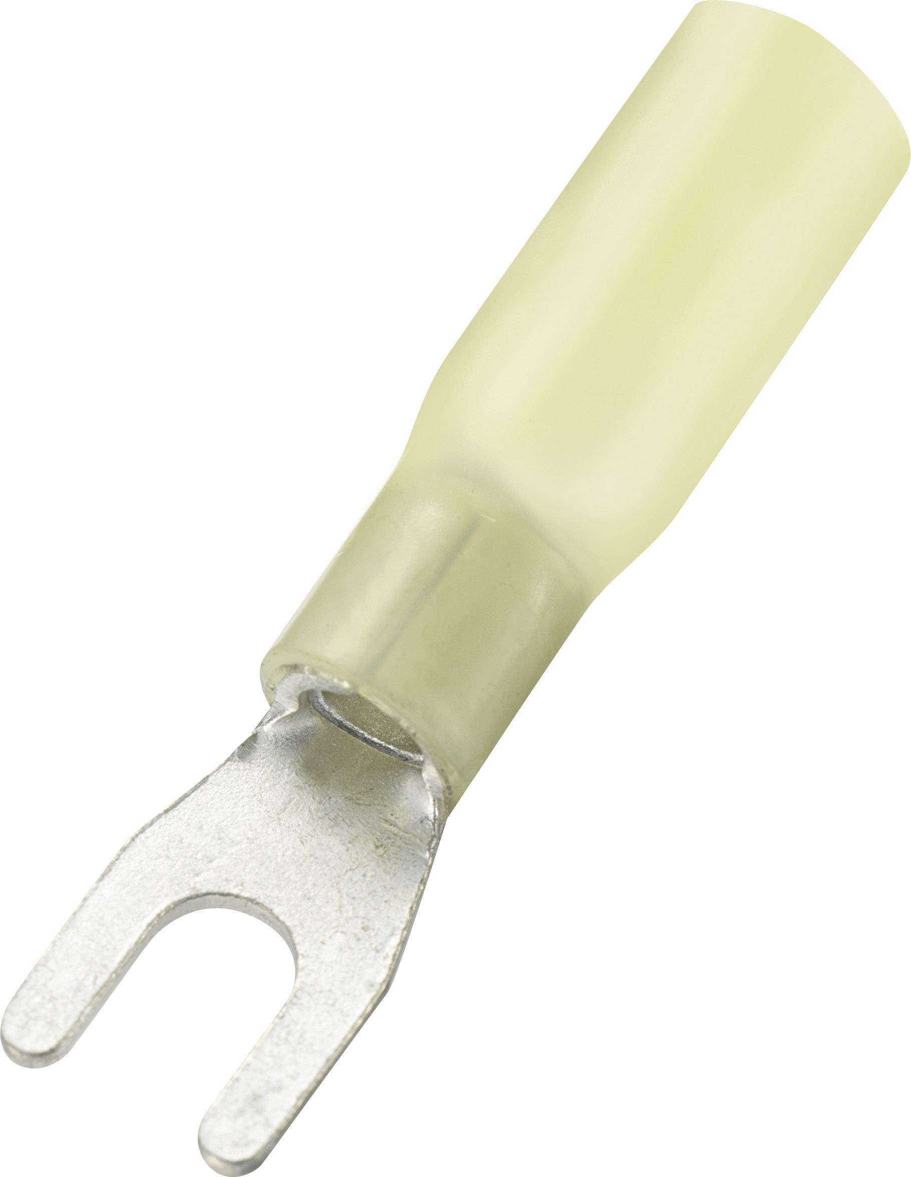 93014c264 Gabelkabelschuh mit Schrumpfschlauch 4mm² 6mm² Loch-Ø=4.2mm Teilisoliert Gelb 30St.