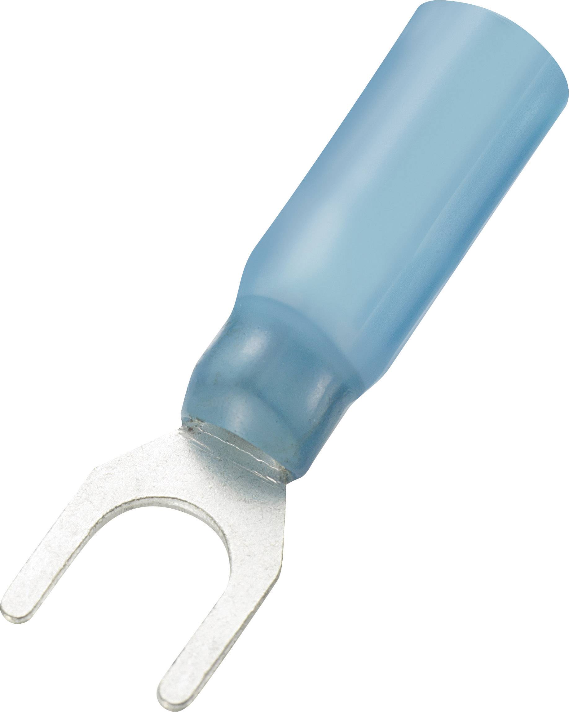 93014c263 Gabelkabelschuh mit Schrumpfschlauch 1.50mm² 2.50mm² Loch-Ø=5.3mm Teilisoliert Blau 30St.
