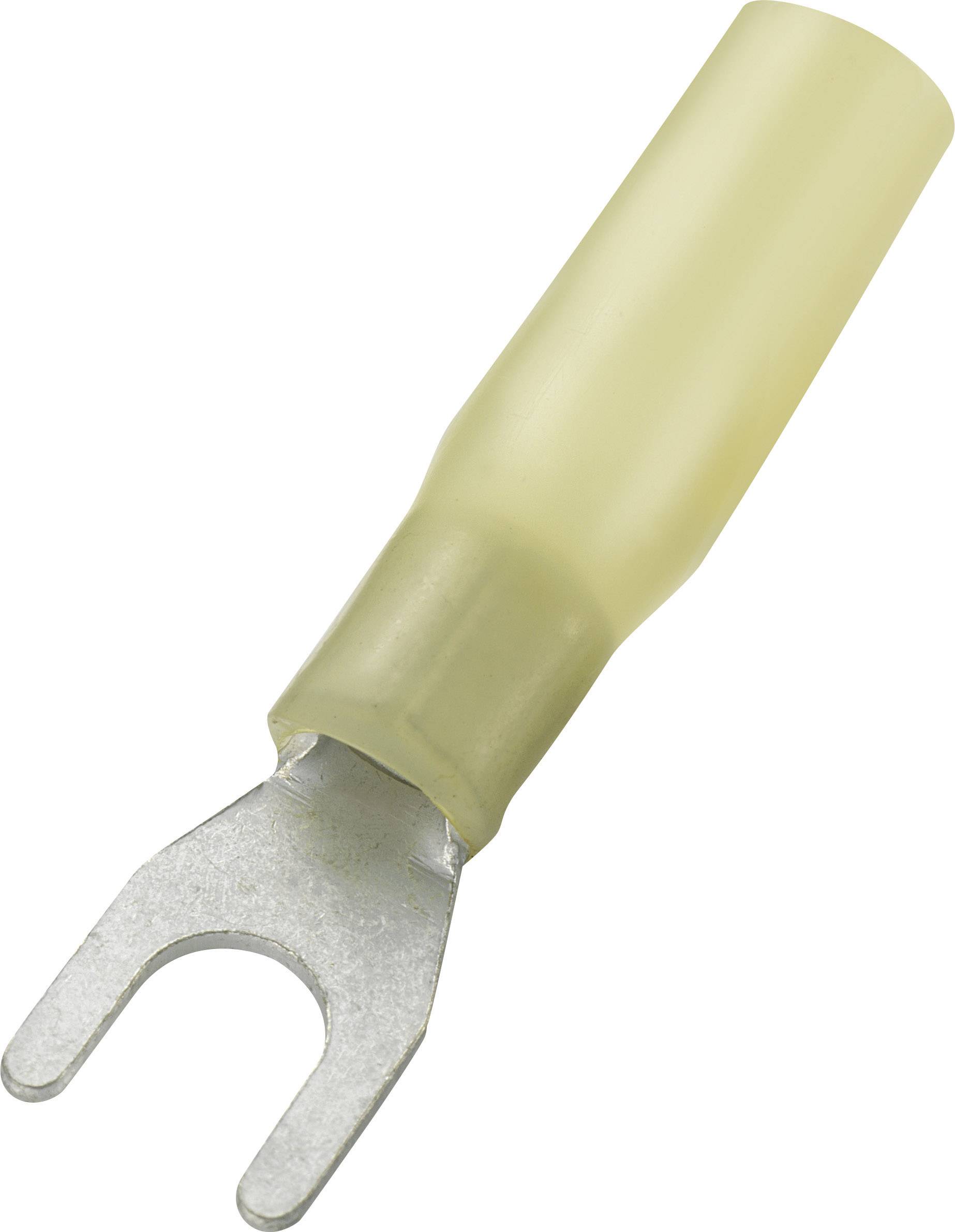 Conrad Components 93014c265 Gabelkabelschuh mit Schrumpfschlauch 4 mm² 6 mm² Loch-Ø=5.2 mm Teilisoliert Gelb 30 St.