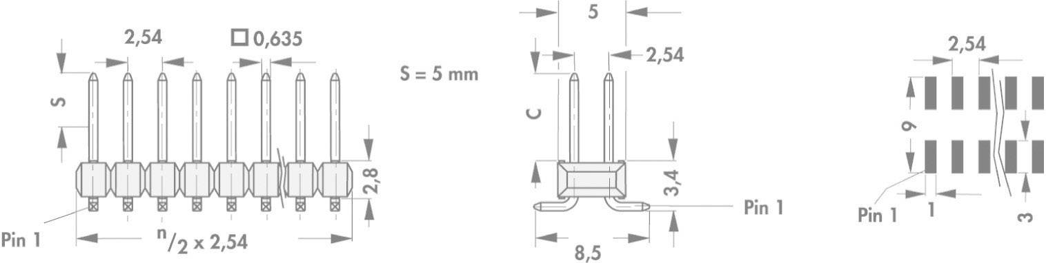 Fischer Elektronik Stiftleiste (Standard) Anzahl Reihen: 2 Polzahl je Reihe: 20 SL 11 SMD 062/ 40/Z