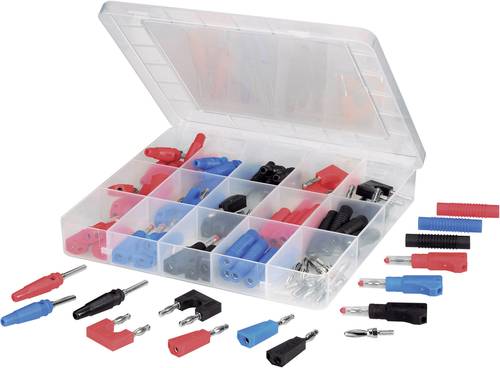 SUBP84-03 Laborstecker Stift-Ø: 4mm Schwarz, Rot, Blau, Silber 84St.