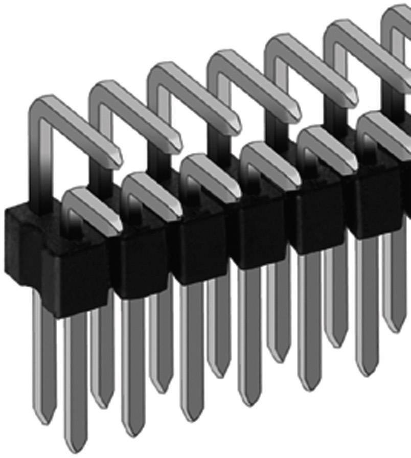 Ein elektrischer Stiftleisten-Stecker mit mehreren Metallkontakten in einer Reihe. Geeignet für Platinenverbindungen.