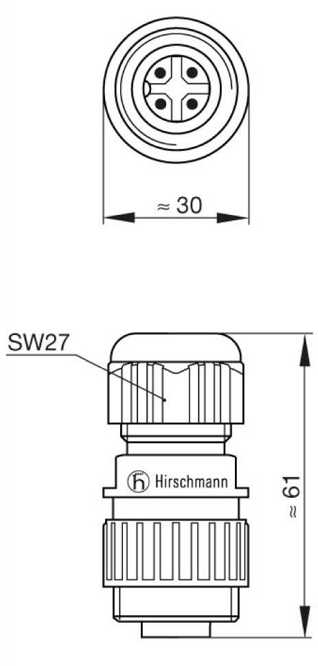 Hirschmann 934 124-100-1 934124100 Rundstecker Stecker, gerade Gesamtpolzahl: 3 + PE Serie (Rundste
