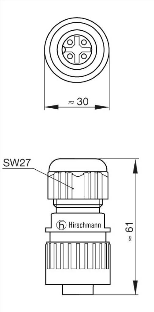 Hirschmann 934 125-100-1 934125100 Rundstecker Kupplung, gerade Gesamtpolzahl: 3 + PE Serie (Rundsteckverbinder): CA 1 St.