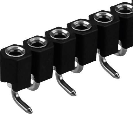 Fünf schwarze, nebeneinander liegende Steckbuchsen mit metallischen Anschlüssen, geeignet für elektronische Verbindungen oder Schaltungen.
