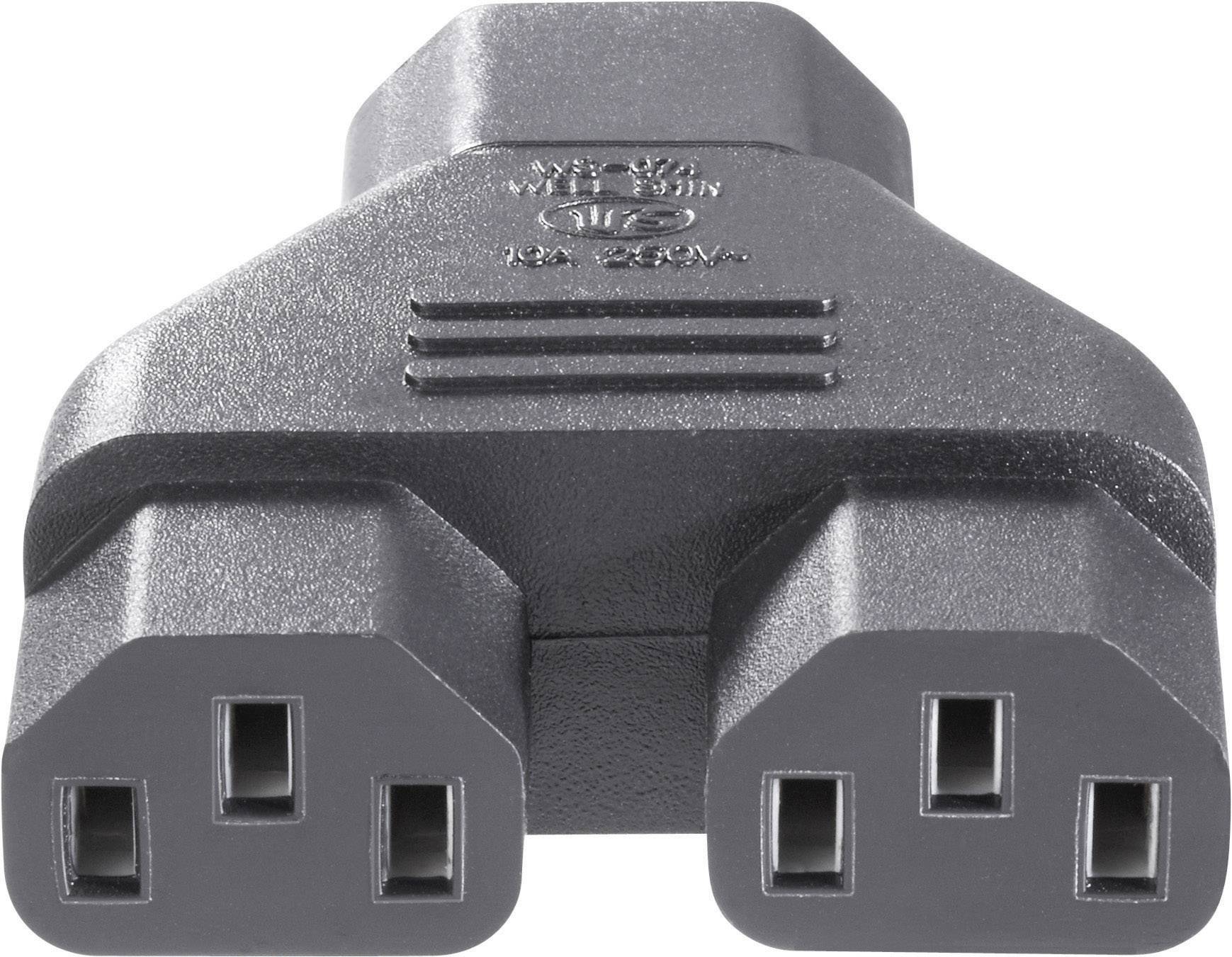 BKL Electronic 073331 Kaltgeräte-Adapter Kaltgeräte-Stecker C14 - Kaltgeräte-Buchse C13, Kaltgeräte-Buchse C13 Schwarz 1St.