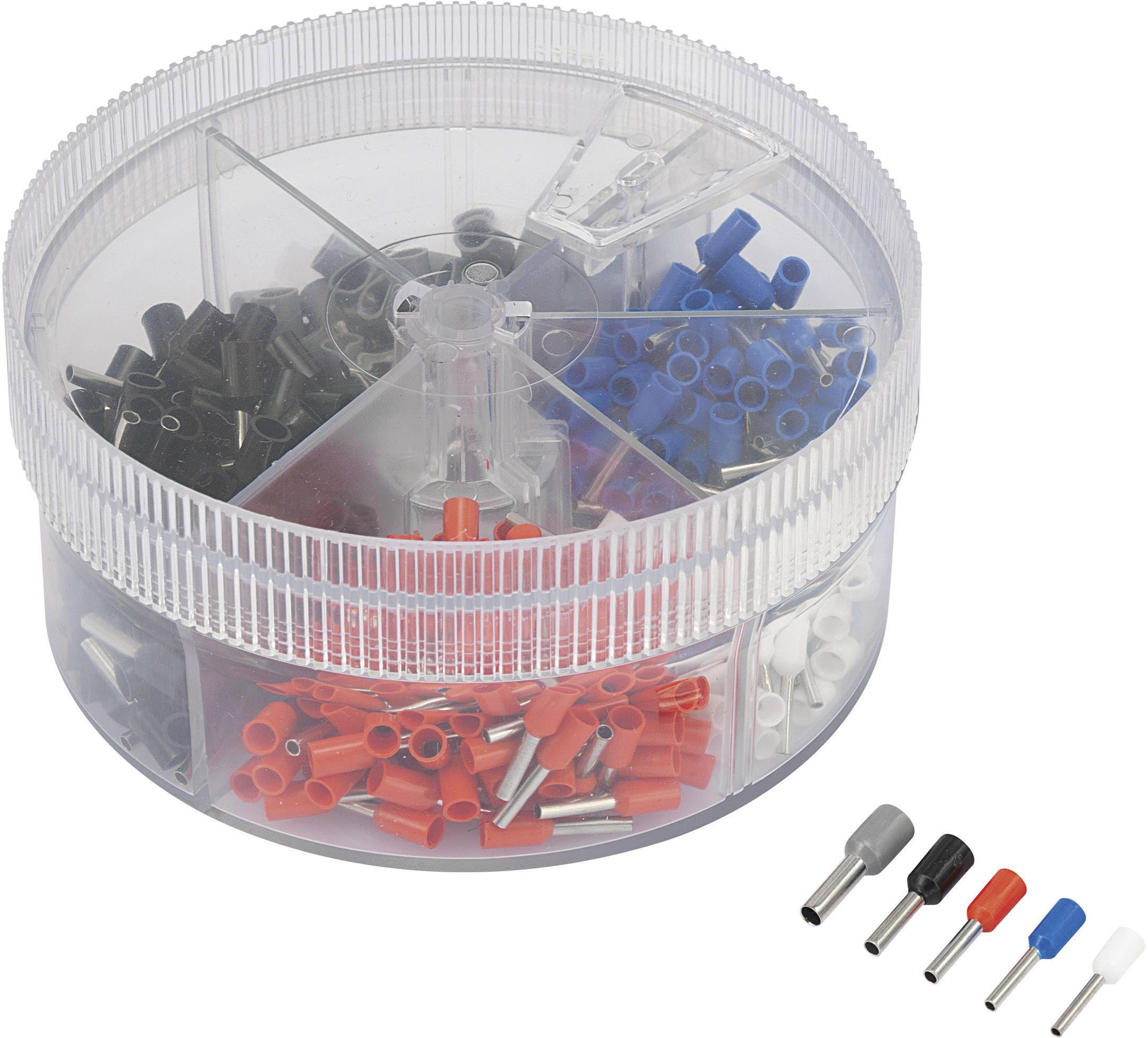 TRU Components 739872 Aderendhülsen-Sortiment 0.5 mm², 0.75 mm², 1 mm², 1.5 mm², 2.5mm² Teilisoliert Weiß, Blau, Rot, Schwarz