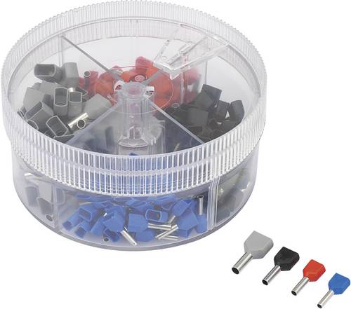 739988 Zwillings-Aderendhülsen-Sortiment 0.705mm² 2.50mm² Blau, Rot, Schwarz, Grau