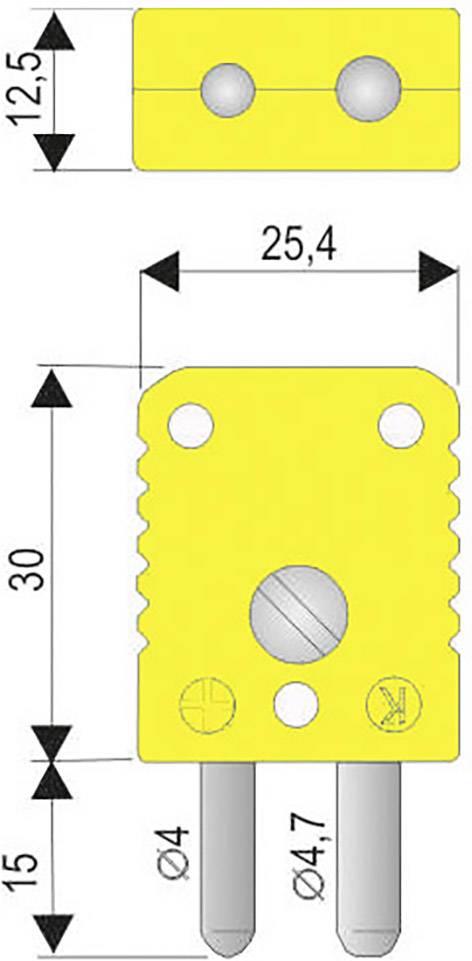 B + B Thermo-Technik 0220 0004 Standardstecker Typ K, gelb Gelb Inhalt: 1St.