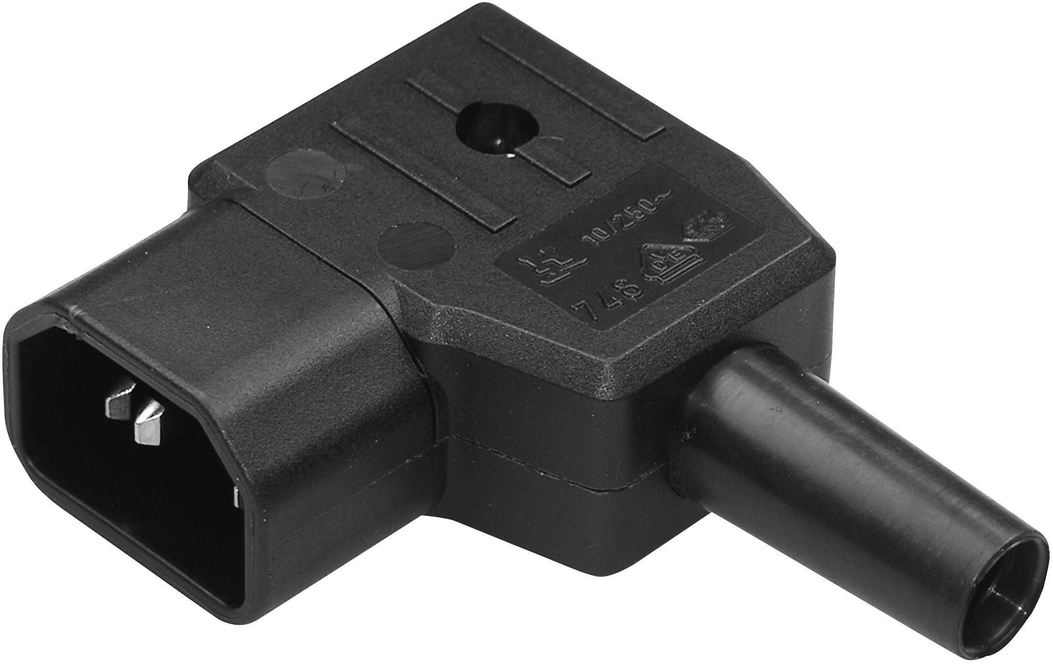 Kaiser Martin 748/sw/C Kaltgeräte-Steckverbinder 748 Stecker, gewinkelt Gesamtpolzahl: 2 + PE 10A Schwarz 1St.