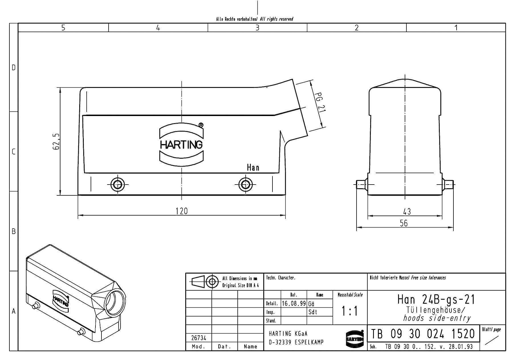 Harting Tüllengehäuse Han® 24B-gs 09300241520 1St.