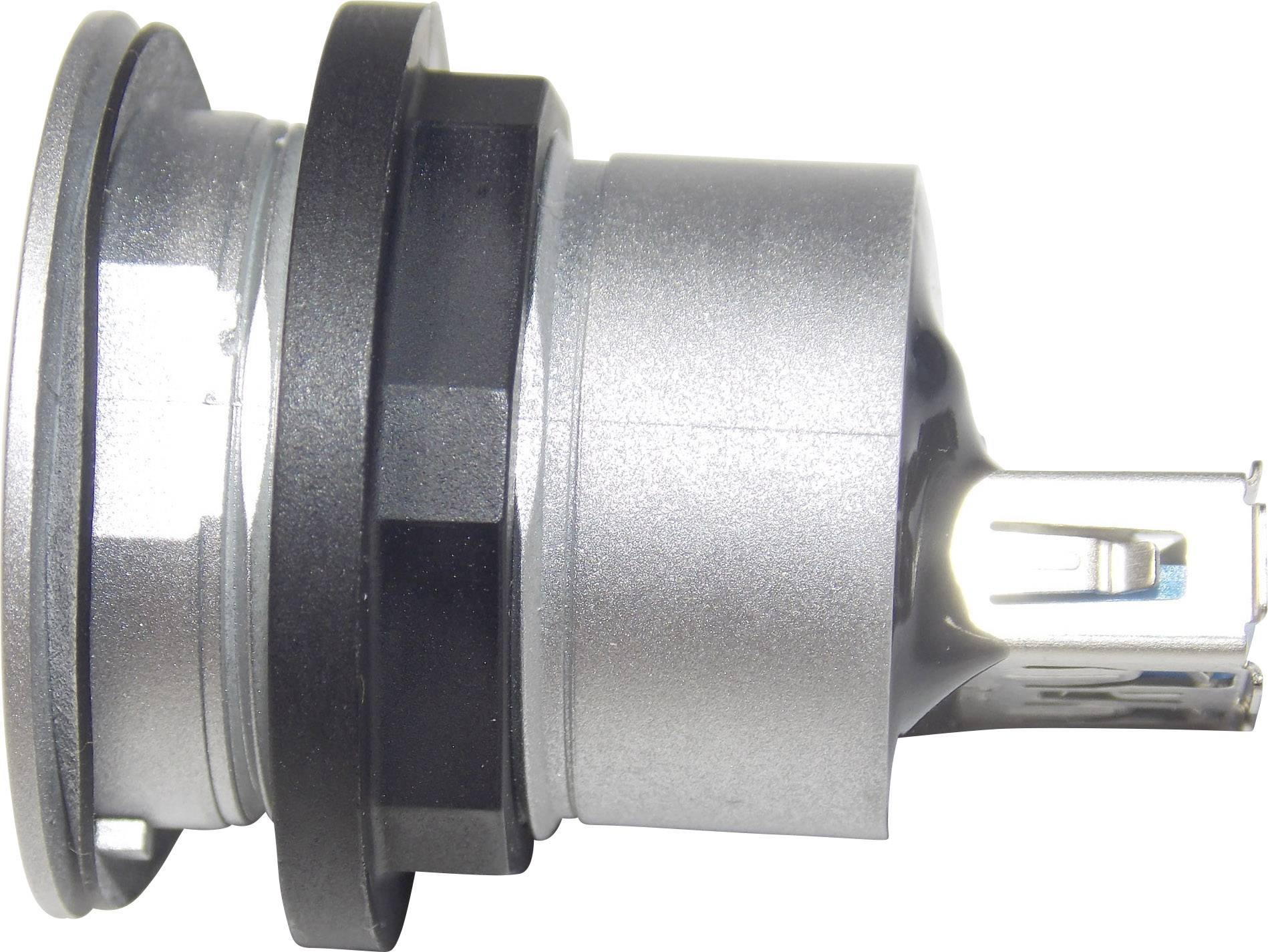 Silberne Autolampe mit schwarzem Kunststoffring, seitlich abgebildet. Sie wirkt robust und ist für den Einbau in Fahrzeuglichter vorgesehen.