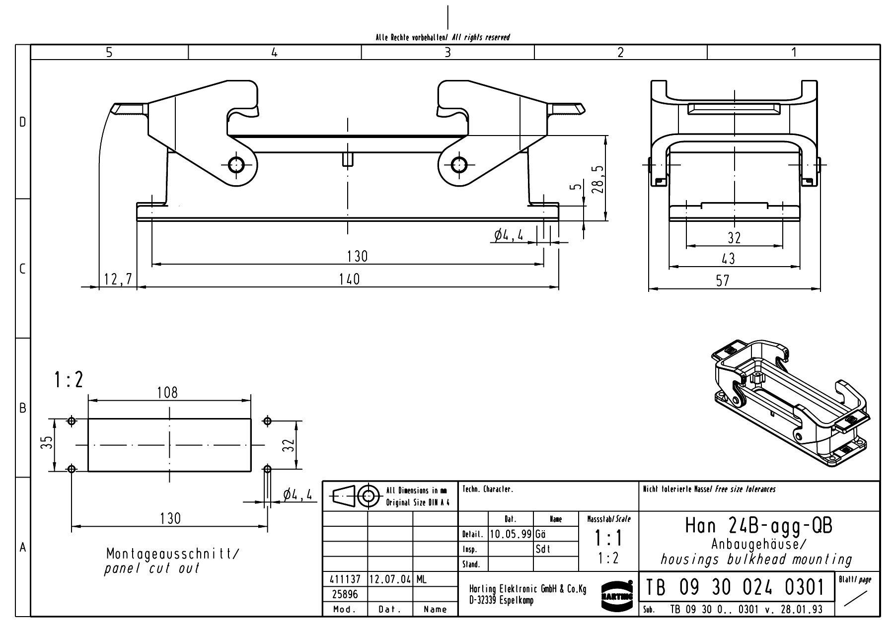 Harting Anbaugehäuse Han® 24B-agg-QB 09300240301 1 St.