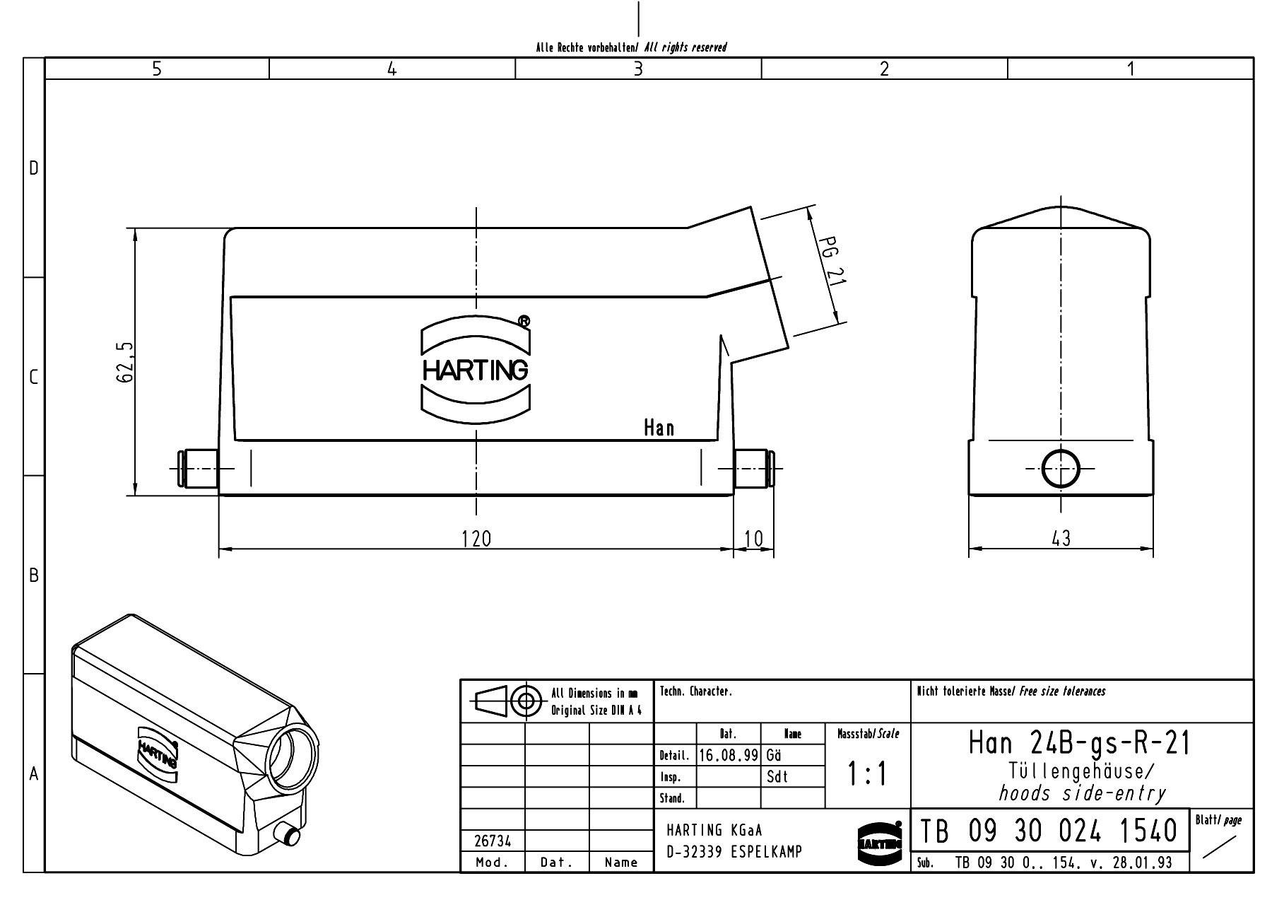 Harting Tüllengehäuse Han® 24B-gs-R-21 09300241540 1St.