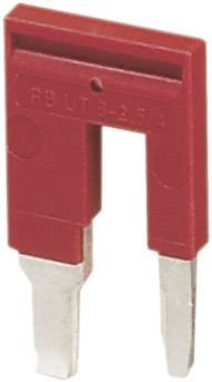 Rote elektrische Sicherung in U-Form mit zwei Metallkontakten, verwendet zur Stromkreisunterbrechung bei Überstrom.