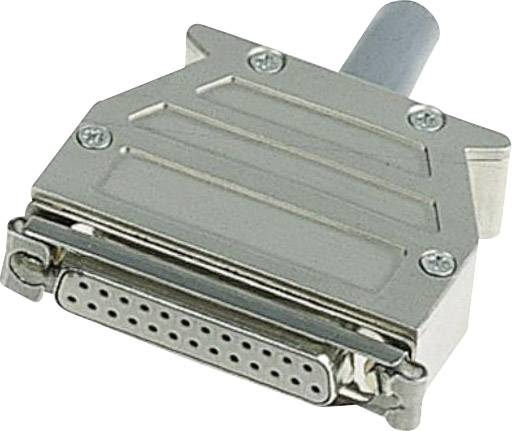 Ein silberner 24-poliger D-Sub-Stecker zum Verbinden von Kabeln, häufig in elektronischen Geräten verwendet.