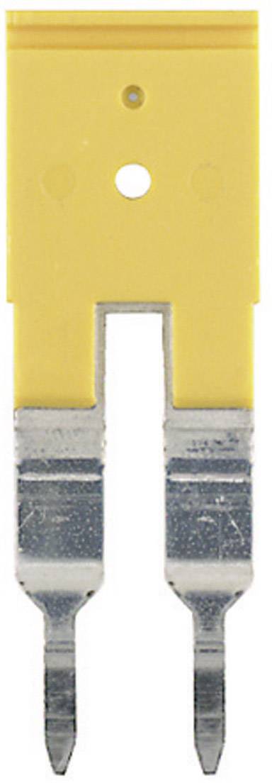 Gelbe Flachsicherung mit transparenten Metallkontakten, verwendet zur Begrenzung elektrischer Stromstärke und zum Schutz von Schaltkreisen.