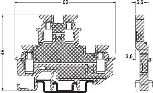 Phoenix Contact 1414064 Durchgangsklemme 5.2mm Schrauben Grau