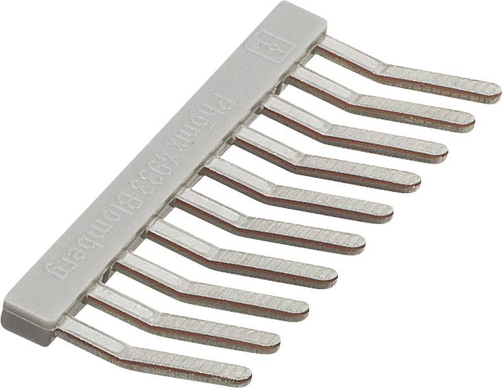 Grauer, gewinkelter Steckverbinder mit mehreren Stiften, die für elektrische Verbindungen verwendet werden.