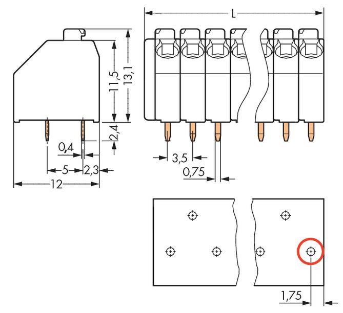 WAGO 250-206/000-012 Federkraftklemmblock 1.50mm² Polzahl 6 Orange 200St.