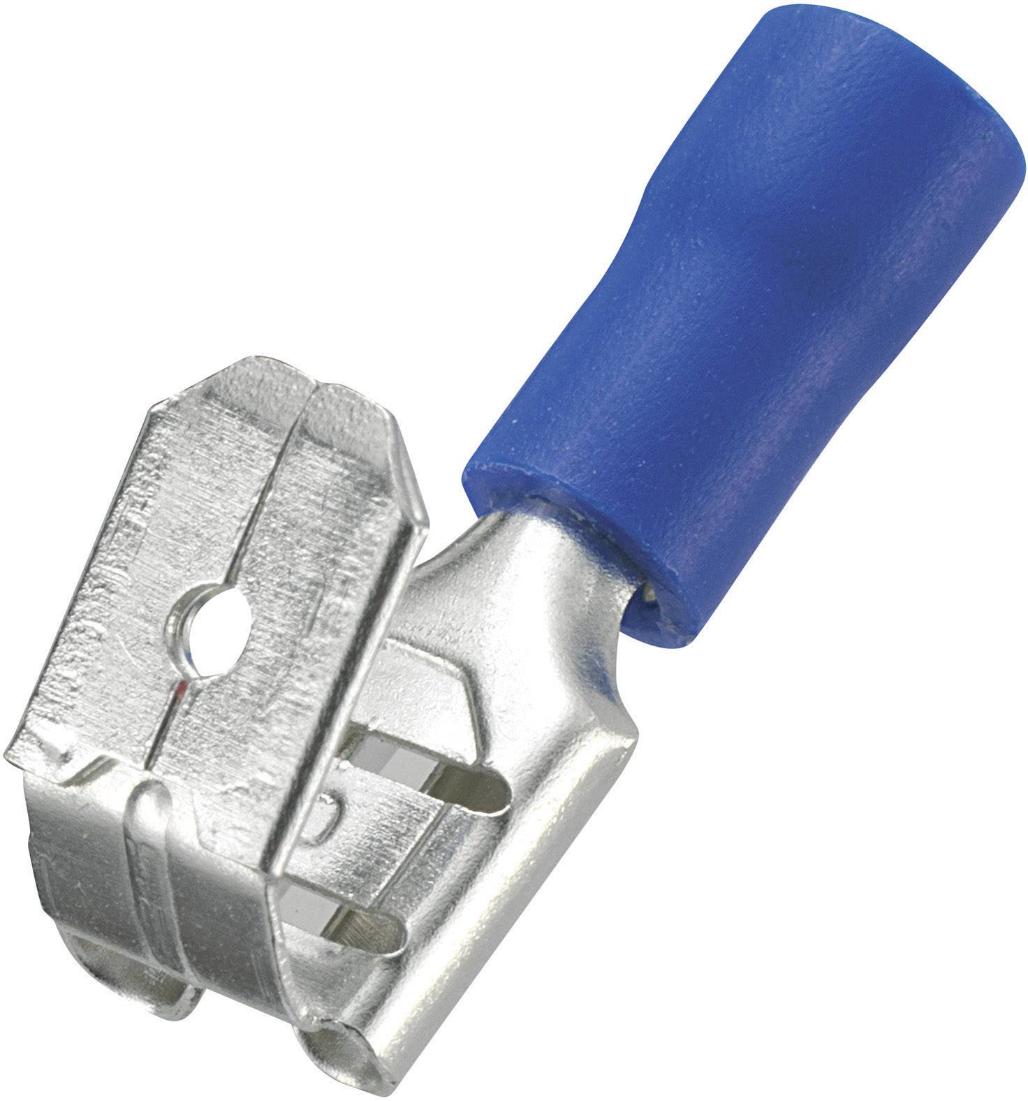 TRU COMPONENTS 745034 Flachsteckhülse mit Abzweig Steckbreite: 6.4mm Steckdicke: 0.8mm 180° Teilisoliert Blau 50St.