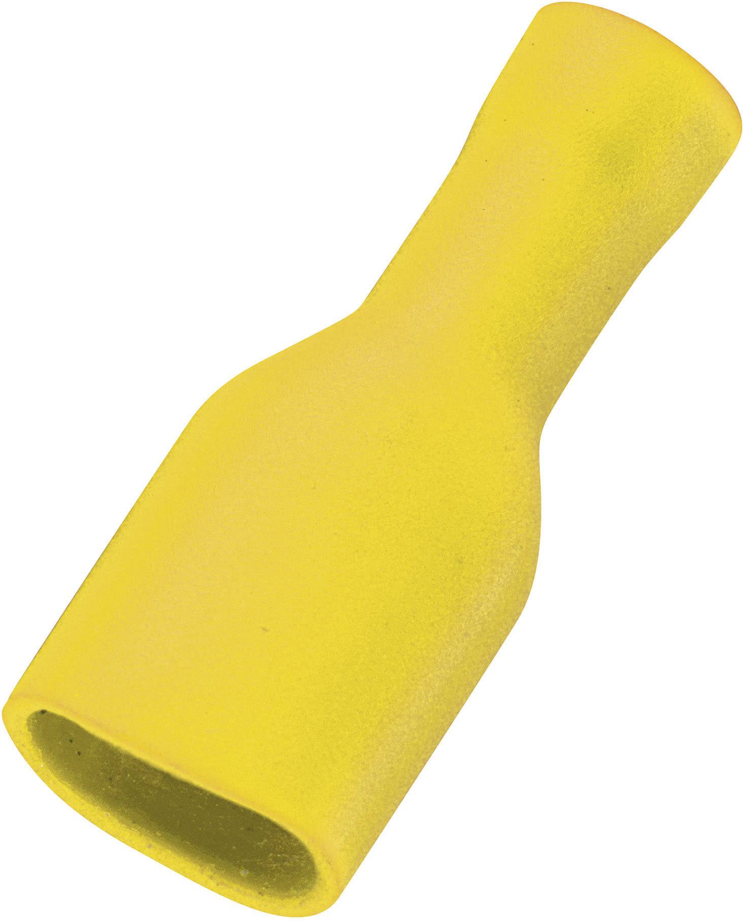 TRU Components 1572130 Flachsteckhülse Steckbreite: 6.4mm Steckdicke: 0.8mm 180° Vollisoliert Gelb 50St.