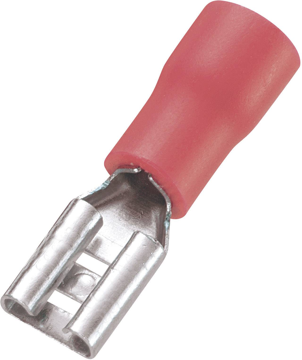 TRU COMPONENTS 745122 Flachsteckhülse Steckbreite: 4.8mm Steckdicke: 0.5mm 180° Teilisoliert Rot 100St.