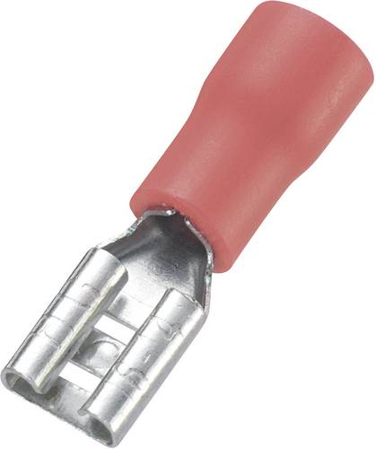 TRU Components 745136 Flachsteckhülse Steckbreite: 4.8 mm Steckdicke: 0.8 mm 180 ° Teilisoliert Rot