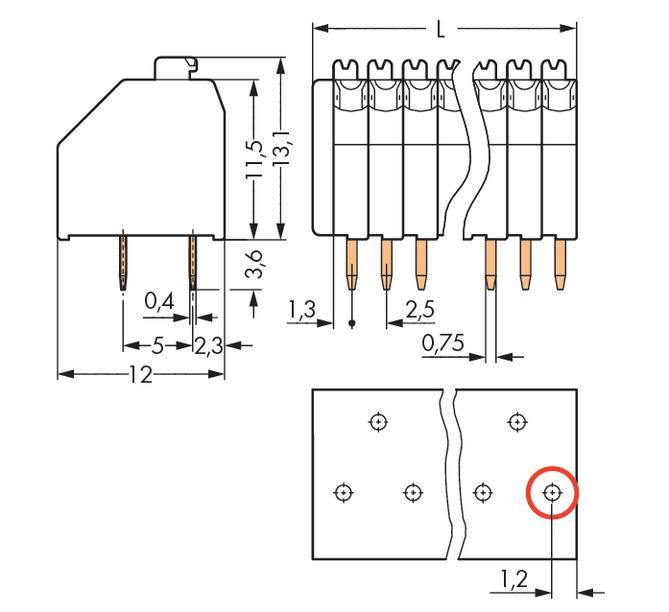 WAGO 250-403/350-604 Federkraftklemmblock 0.50 mm² Polzahl (num) 3 Schwarz 520 St.