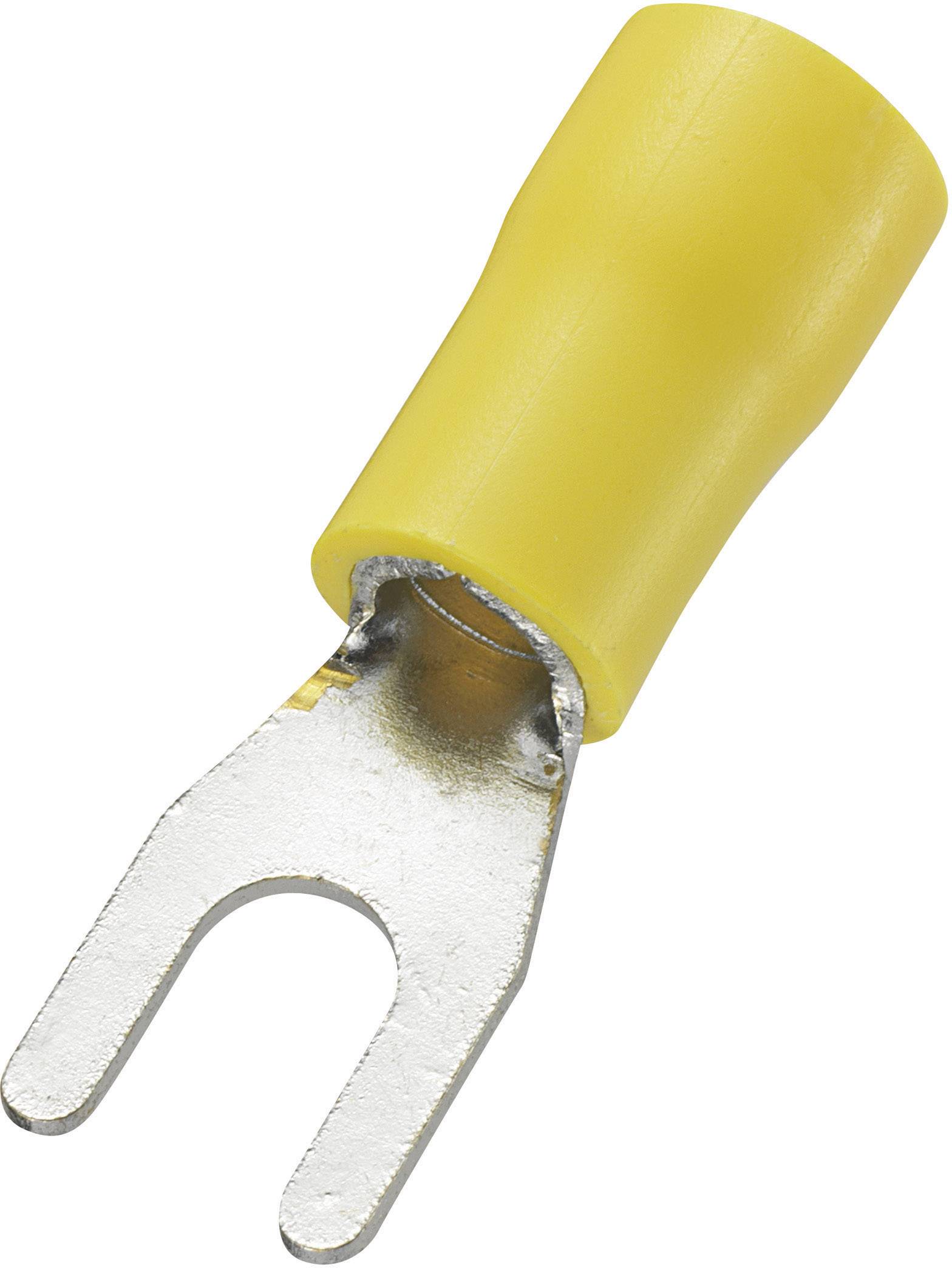93014c225 Gabelkabelschuh 4mm² 6mm² Loch-Ø=3.7mm Teilisoliert Gelb 50St.