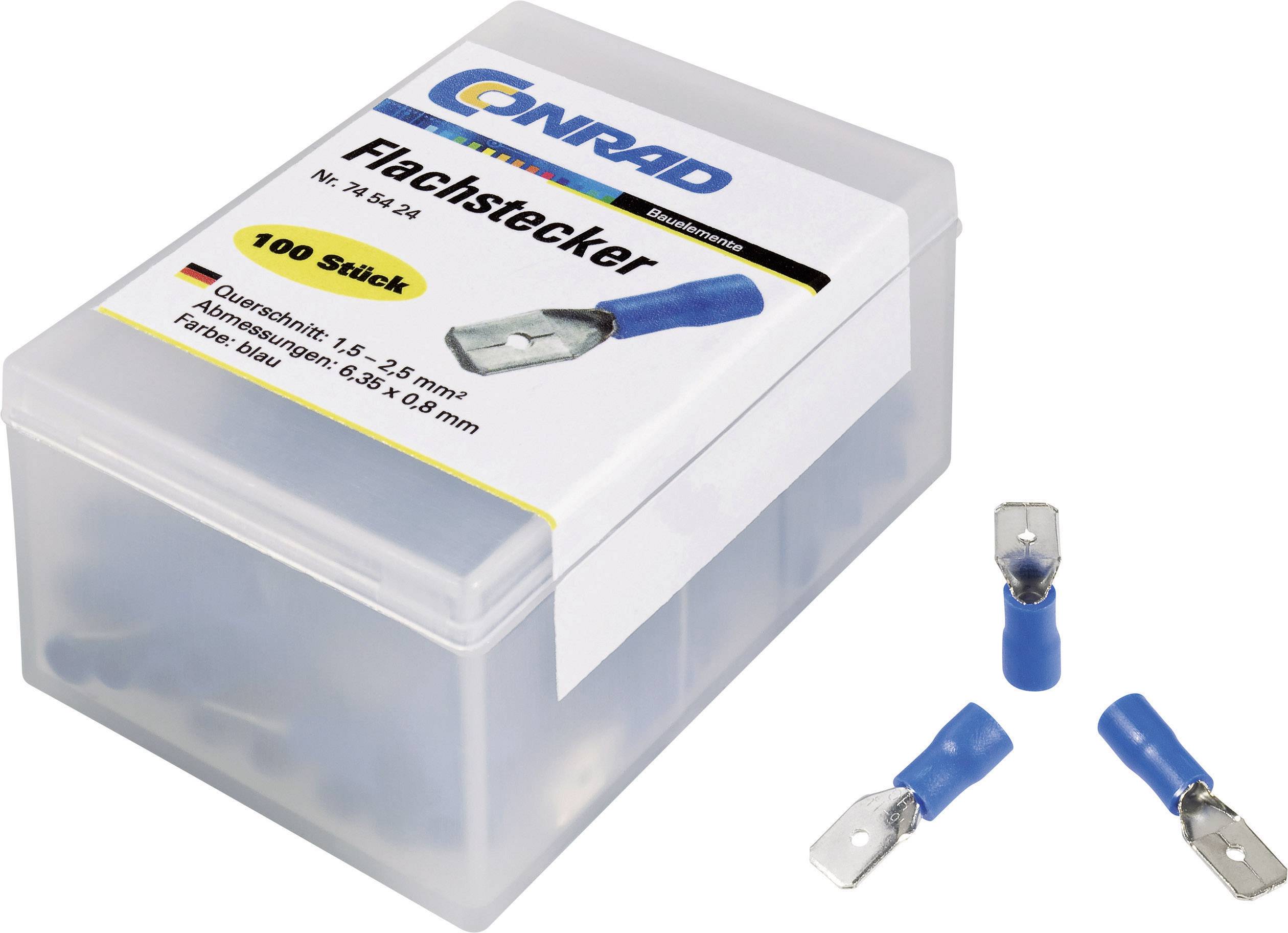 TRU Components 745439 Flachstecker Steckbreite: 6.4mm Steckdicke: 0.8mm 180° Teilisoliert Gelb 50St.